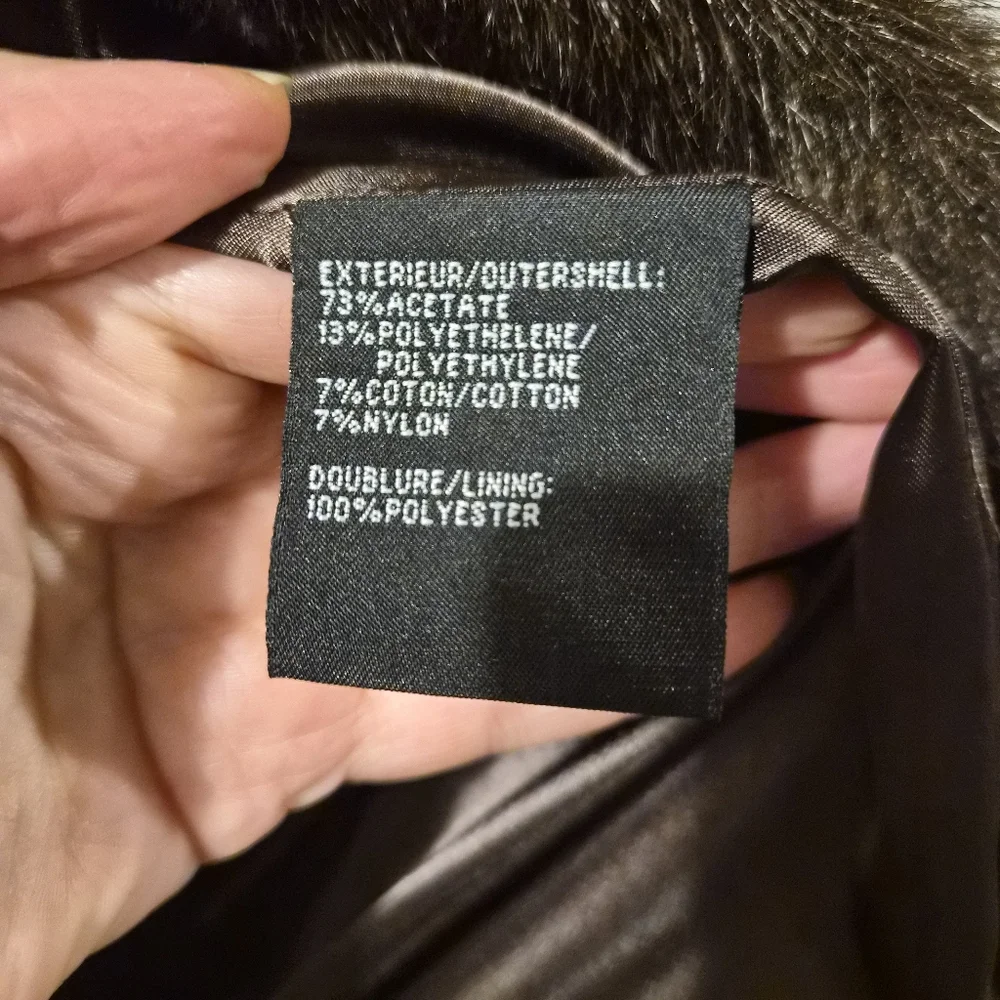 Vintage Brown Faux Fur Coat Sz L - Picture 11 of 15